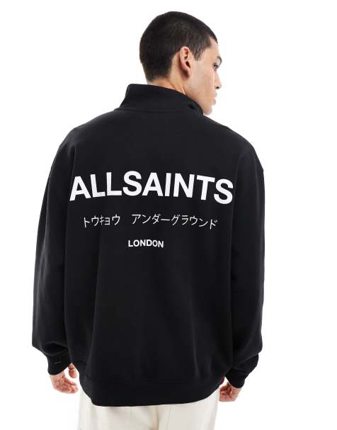 AllSaints - Underground - Felpa nera con zip - view 1