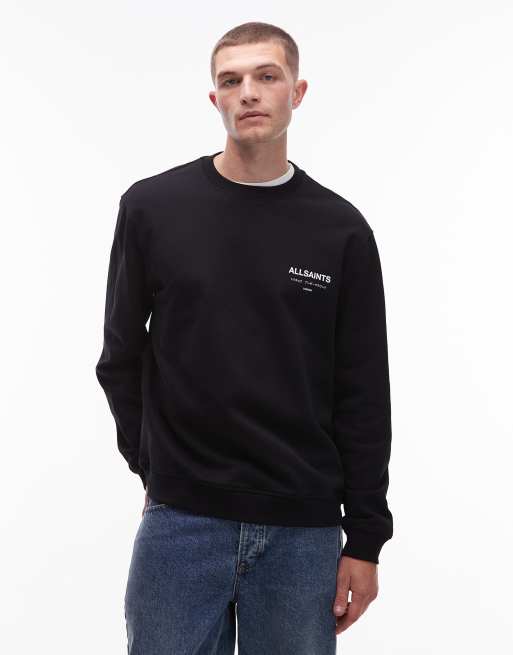 AllSaints - Underground - Felpa nera girocollo, 3 di 5