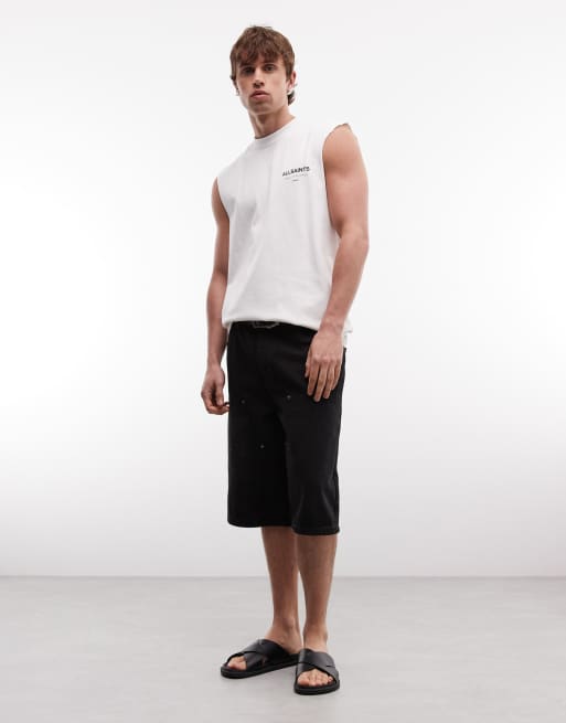 AllSaints Underground graphic logo sleeveless vest top with back print in white, 2 of 5