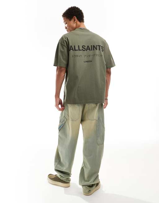 AllSaints – Underground – Kakigrön t-shirt i oversize, exklusivt hos ASOS