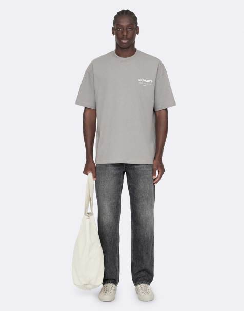 AllSaints Underground Kurzarm-Rundhalsshirt in pebble grey - view 1