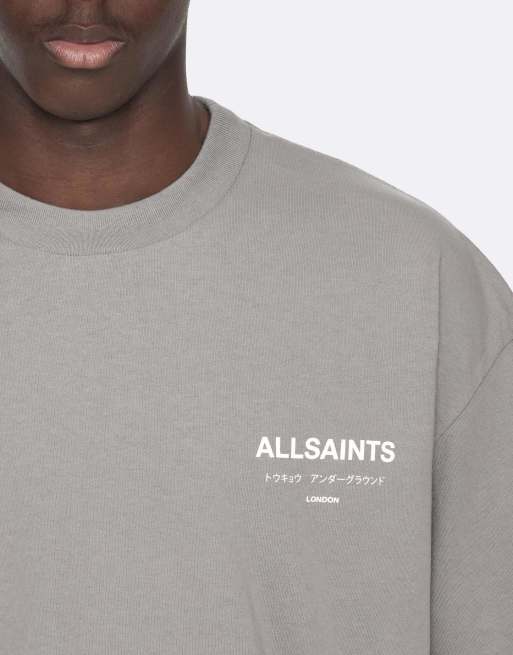 AllSaints Underground Kurzarm-Rundhalsshirt in pebble grey, 5 von 6
