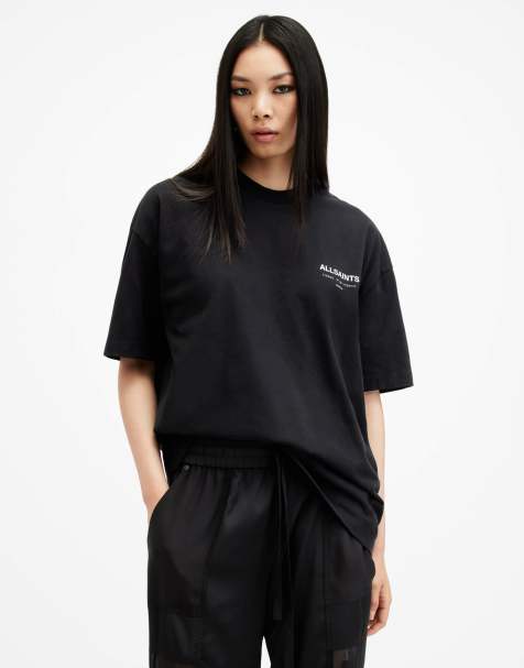 AllSaints – Underground – Kurzärmliges T-Shirt in Tiefschwarz mit Rundhalsausschnitt - view 1