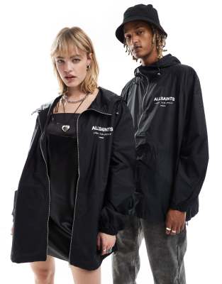 AllSaints - Underground - Leichte Unisex-Jacke in Schwarz mit wasserabweisender Beschichtung