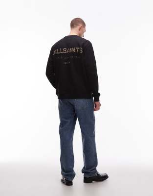 Allsaints Underground Leopard Sweatshirt In Black