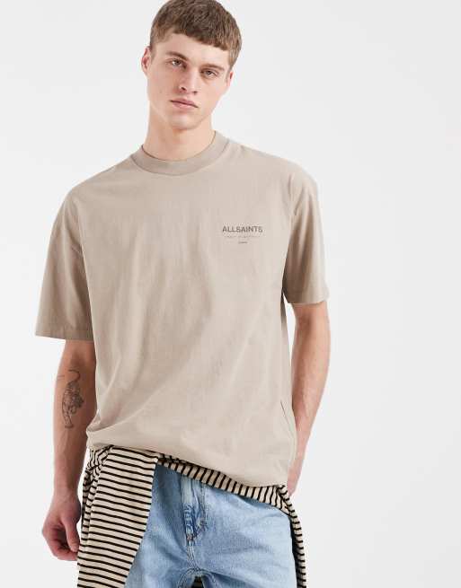 AllSaints – Underground – Ljusbeige t-shirt i oversize, 2 av 5