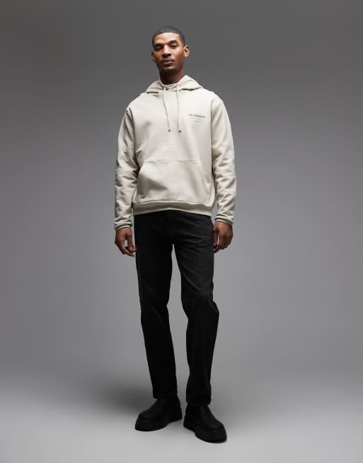 AllSaints Underground logo hoodiewith back print in sand, 2 of 5