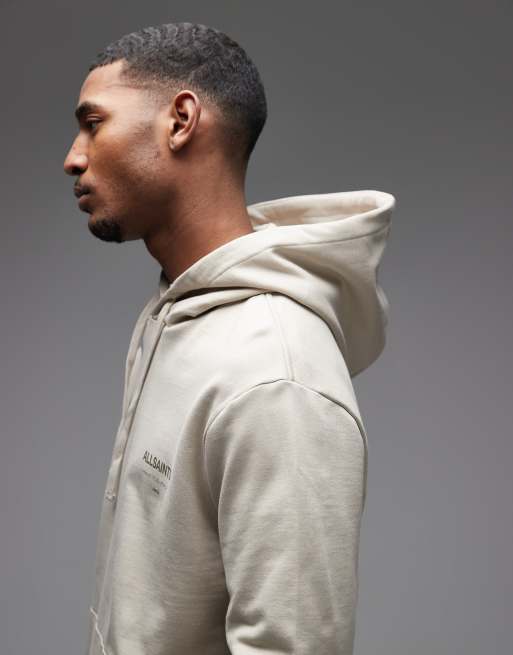 AllSaints Underground logo hoodiewith back print in sand, 4 of 5