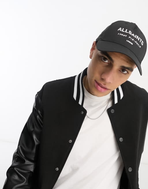 AllSaints Men's Underground Nylon Baseball Cap, Matte Black