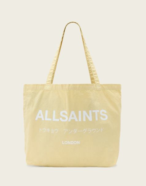 AllSaints Underground logo shopper tote bag in yellow - view 1