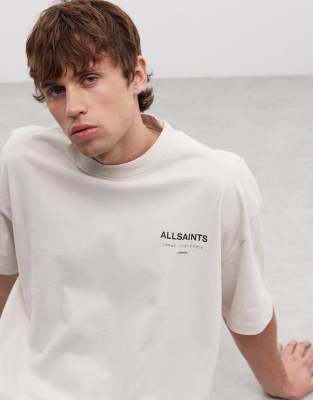 AllSaints Underground logo T-shirt with back print in dusk white dusk white 17790₽