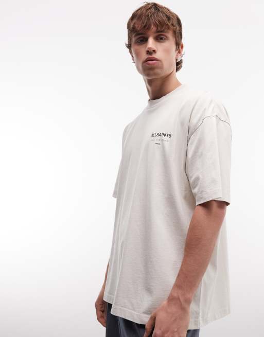 Allsaints Underground logo t-shirt with back print in dusk white, 3 of 5
