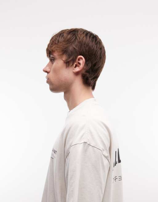 Allsaints Underground logo t-shirt with back print in dusk white, 4 of 5