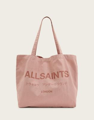 Allsaints Underground Logo Tote Bag In Pink