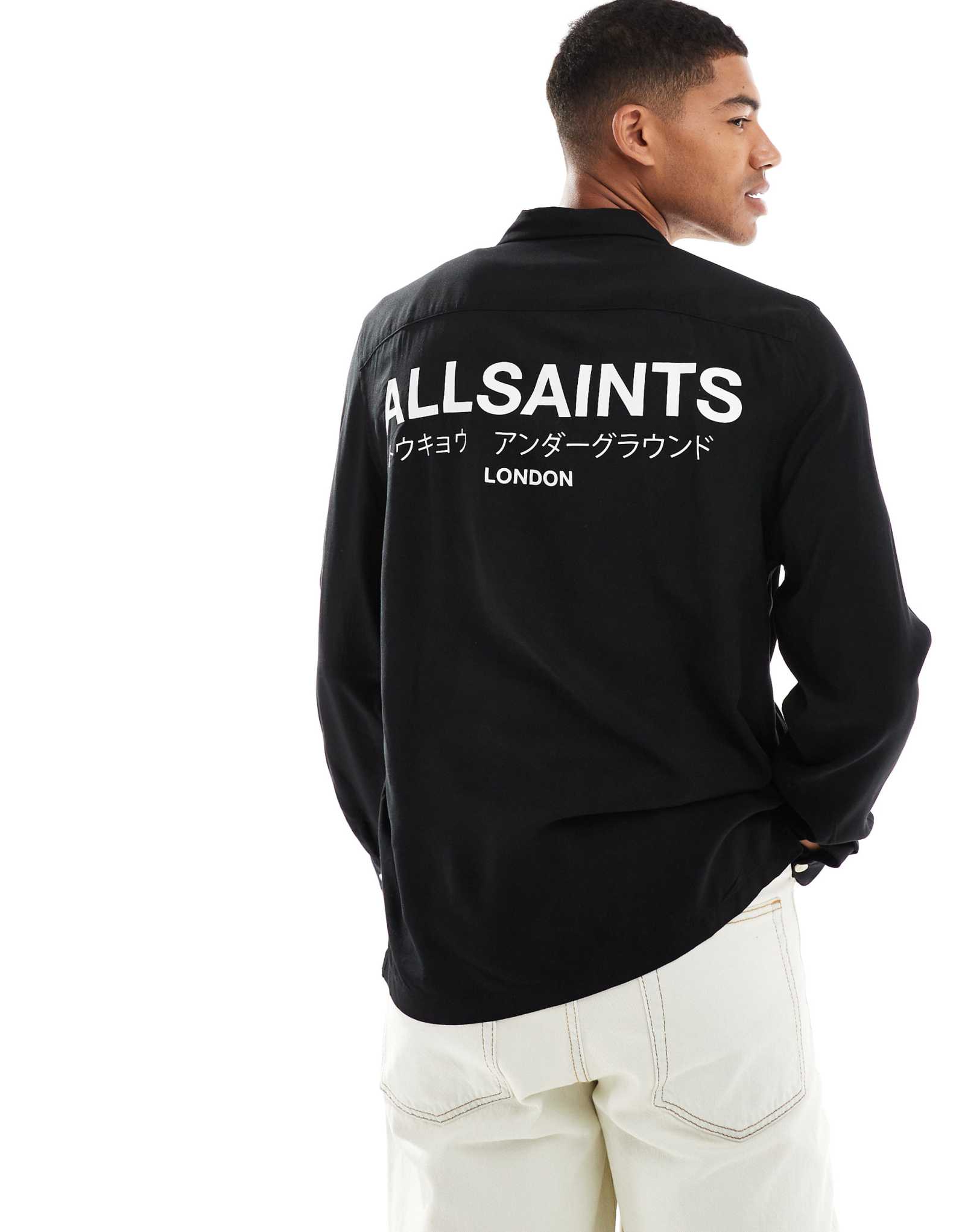 Рубашка с длинным рукавом AllSaints Underground черного цвета