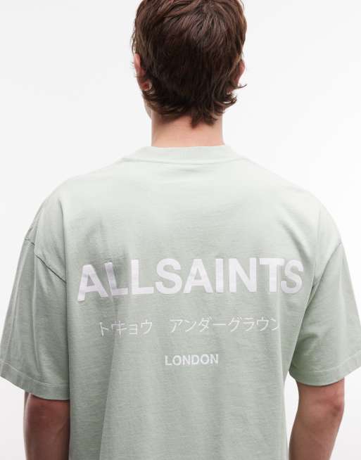 AllSaints - Underground - Lysegrøn T-shirt med logo og print på ryggen, 5 af 5