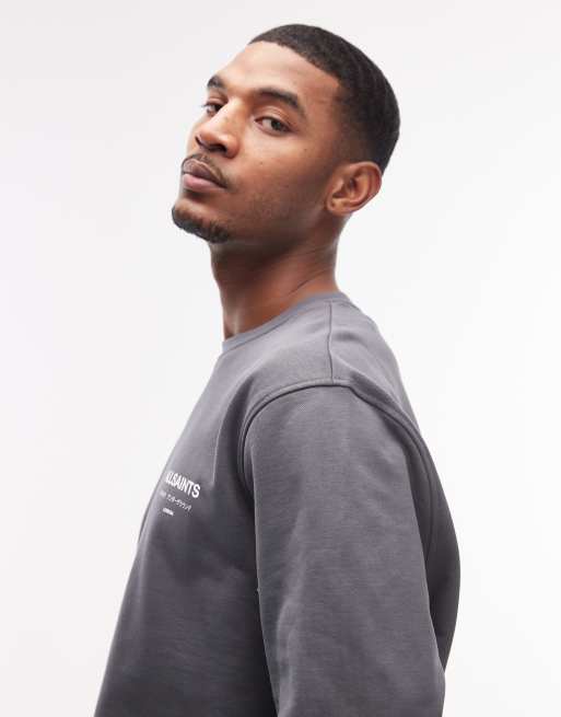 AllSaints – Underground – Niebieska bluza z okrągłym dekoltem, logo i nadrukiem na plecach, 4 z 5