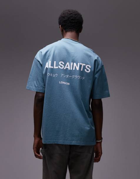 AllSaints – Underground – Niebieski T-shirt oversize - view 1