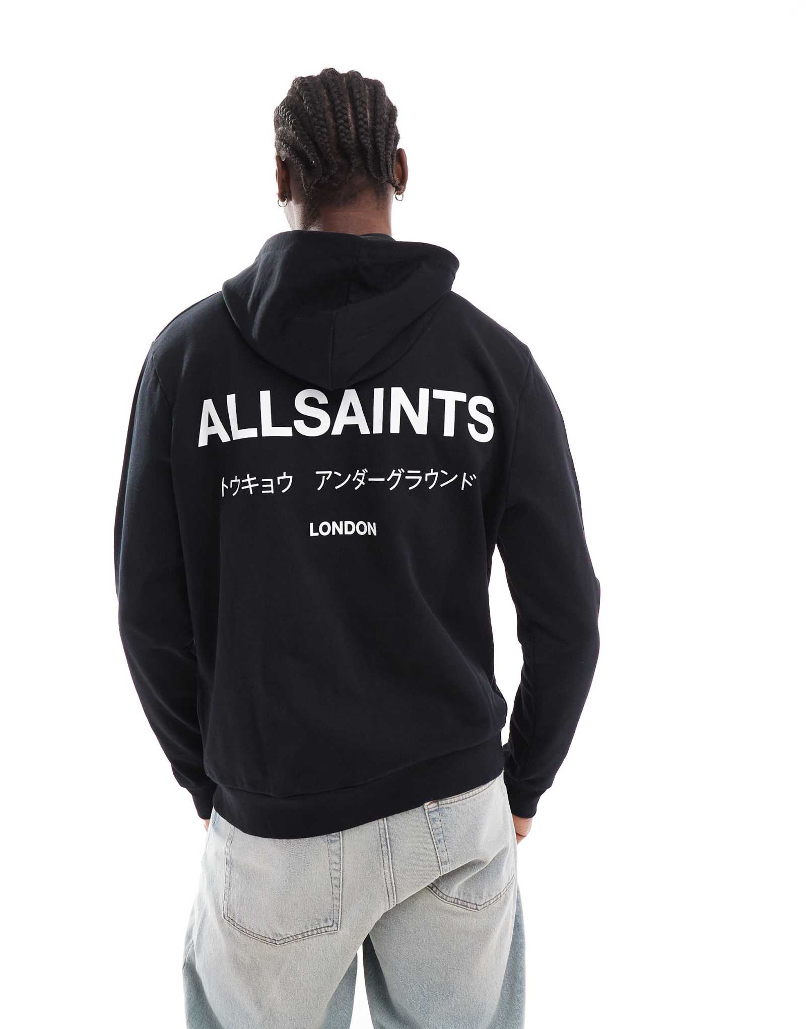 Толстовка с капюшоном AllSaints Underground Oth черного цвета 42890₽