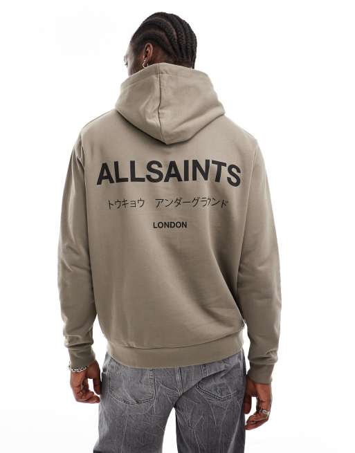 AllSaints Underground Oth flannel hoodie in green