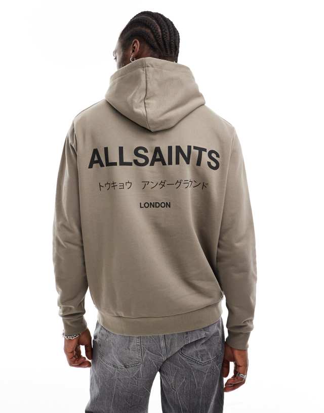 AllSaints - underground oth hoodie in green