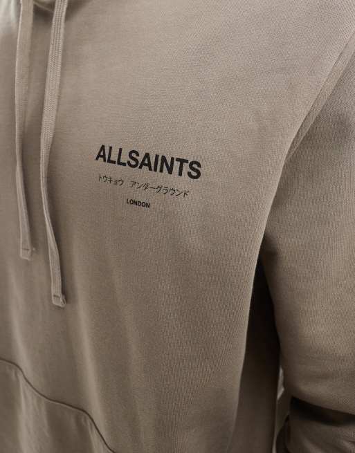 (取寄) オールセインツ メンズ アンダーグラウンド Oth フード AllSaints men Underground Oth Hood Smokey Green Underground Pullover Logo Hoodie SMOKEY GREEN | ALLSAINTS US