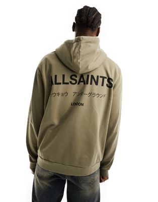 AllSaints Underground Oth hoodie in khaki