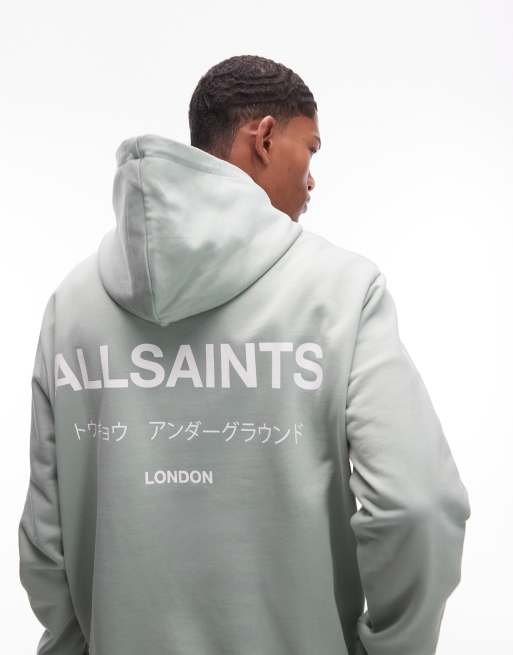 Allsaints underground oth hoodie in mineral green