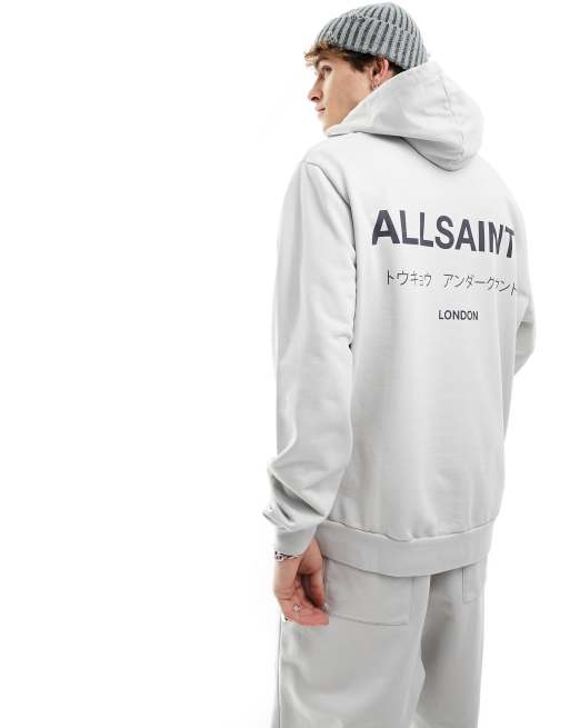 AllSaints - Underground Oth - Hoodie met print op de achterkant in grijs, 3 van 4