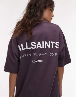 AllSaints - Underground - Oversize-T-Shirt in Cosmic-Lila