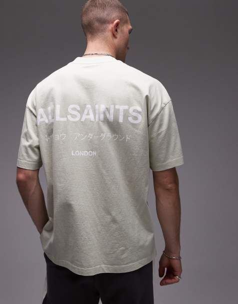 AllSaints – Underground – Oversize-T-Shirt in Schiefergrün - view 1