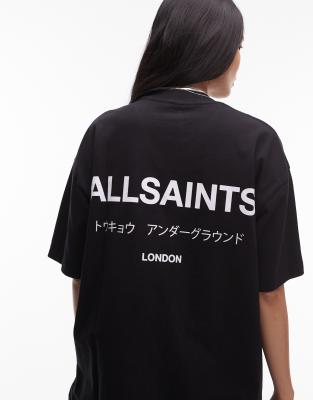 AllSaints - Underground - Oversize-T-Shirt in Schwarz