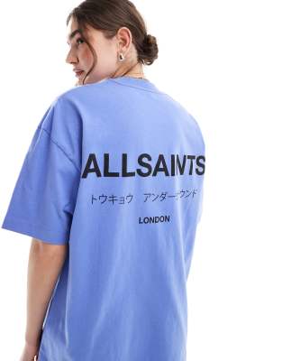 AllSaints - Underground - Oversize-T-Shirt in Trauben-Lila, exklusiv bei ASOS