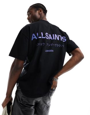 AllSaints Underground oversized short sleeve t-shirt in black