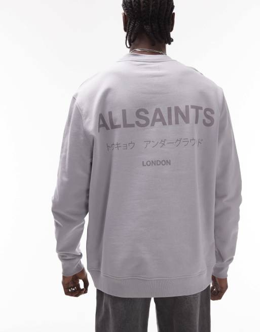 AllSaints Underground oversized sweatshirt in machine gray