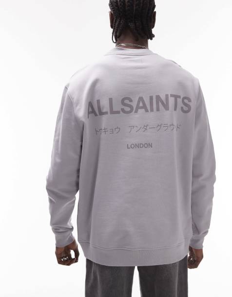 AllSaints Underground oversized sweatshirt in machine grey - view 1