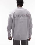 [AllSaints] AllSaints Underground oversized sweatshirt in machine grey-Black S MACHINE GREY