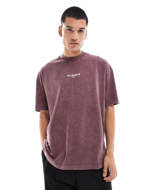 AllSaints - Underground - Oversized T-shirt i lilla stonewash - Kun hos ASOS