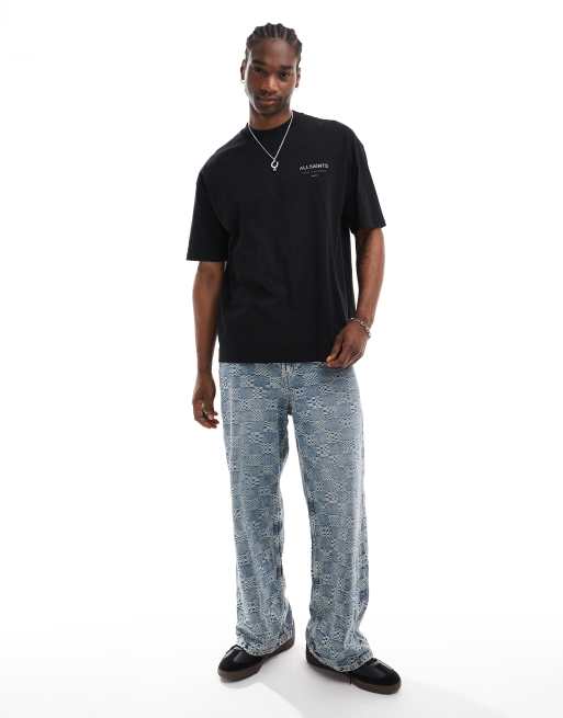 AllSaints Underground oversized t-shirt in black camo
