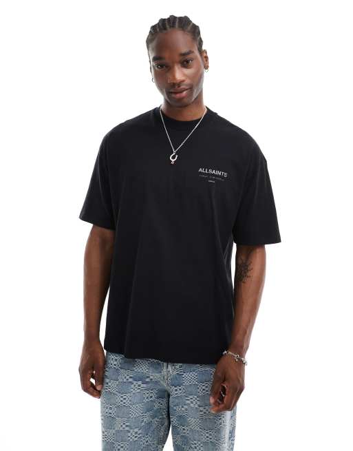 AllSaints Underground oversized t-shirt in black camo