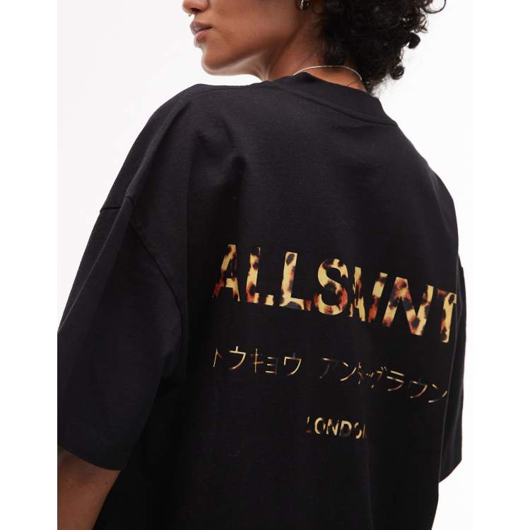 AllSaints Underground oversized t-shirt in black leopard | ASOS