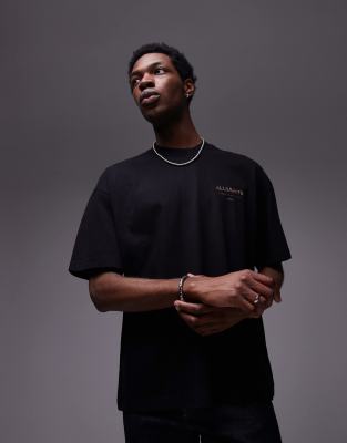 AllSaints Underground oversized T-shirt in black snake print | ASOS
