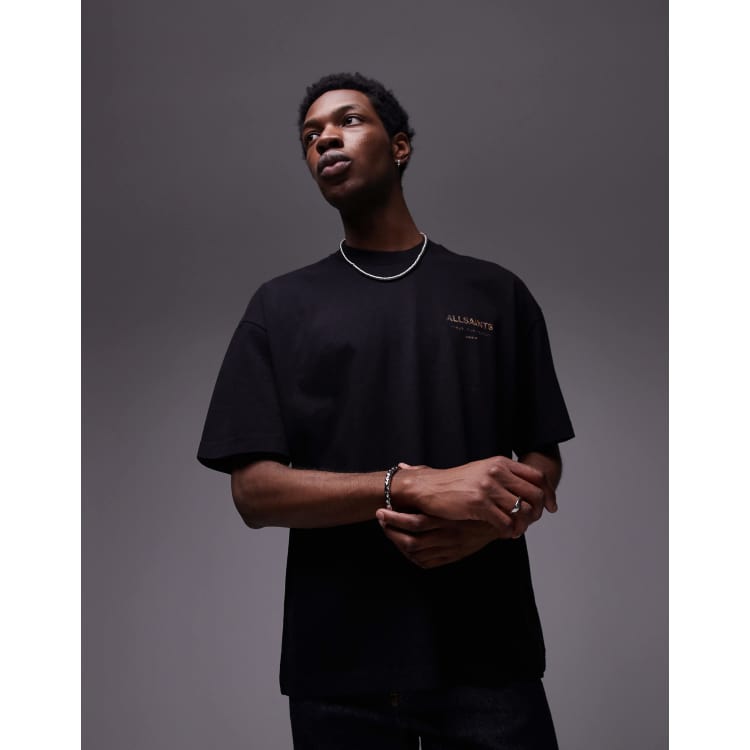 AllSaints Underground oversized t-shirt in black snake print ASOS