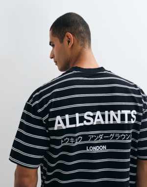 AllSaints Underground oversized t-shirt in black stripe
