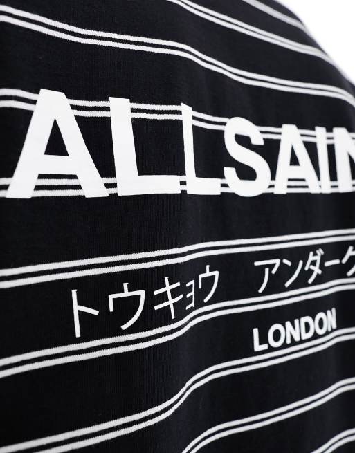 AllSaints Underground oversized T-shirt in black stripe