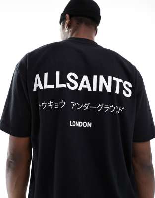 AllSaints Underground oversized t-shirt in black - ASOS Price Checker