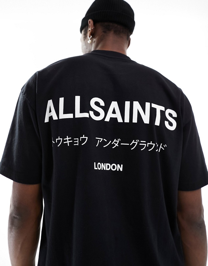 AllSaints Underground oversized t-shirt in black