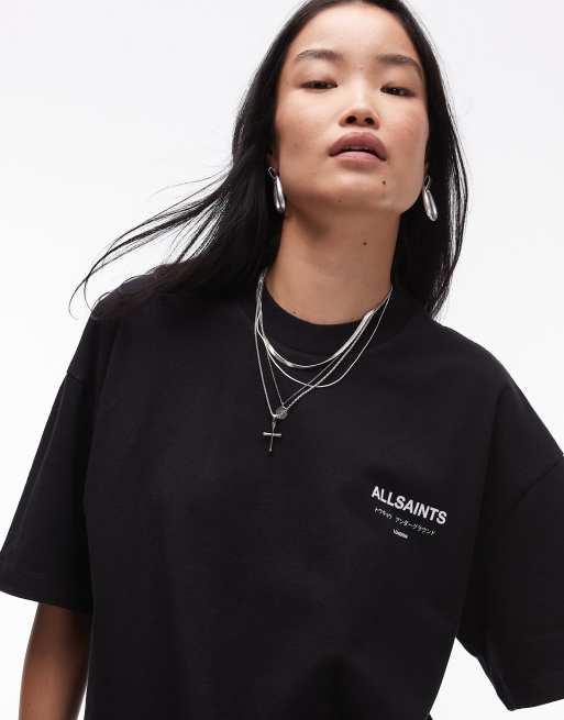 AllSaints Underground oversized t-shirt in black