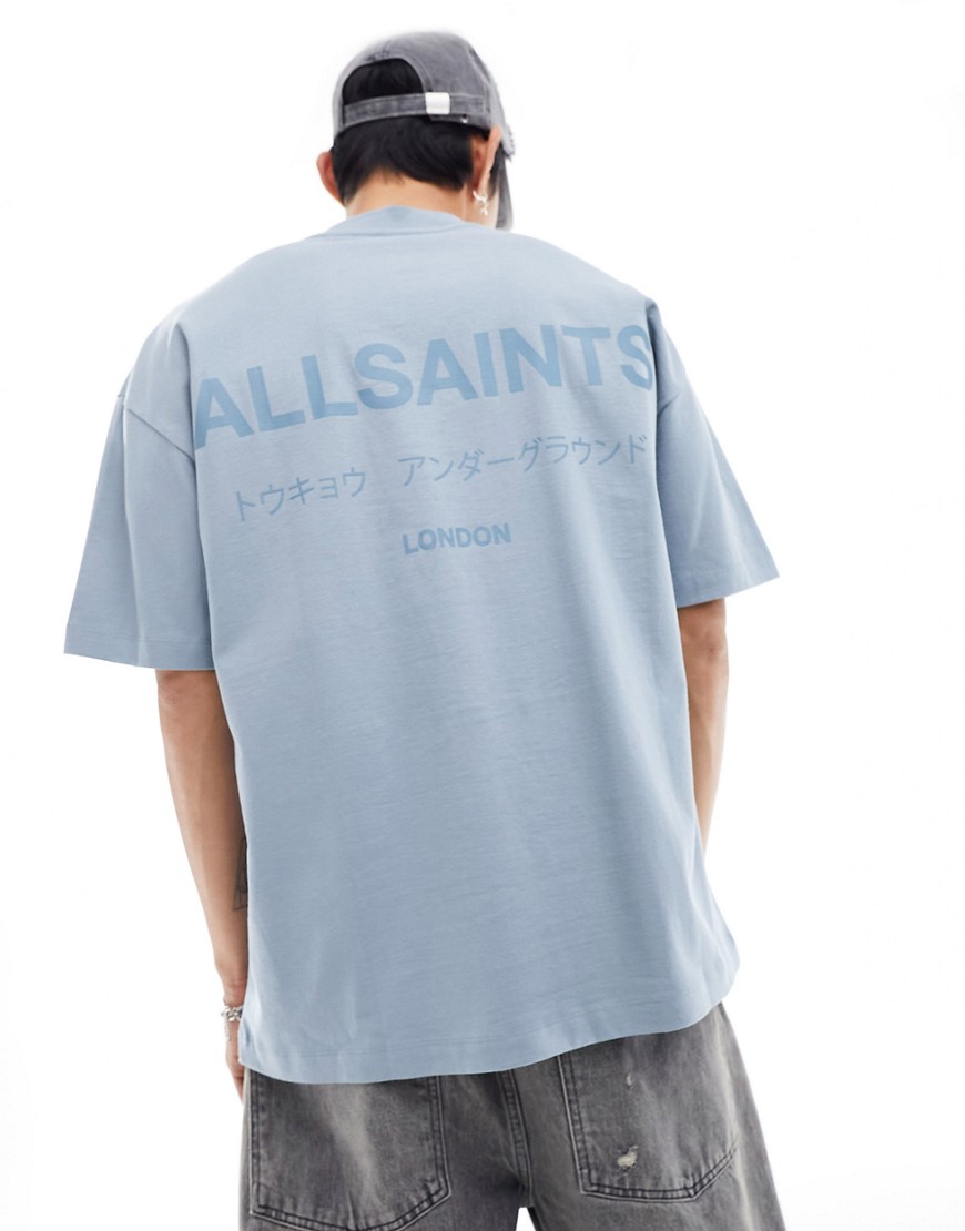 AllSaints Underground oversized t-shirt in blue