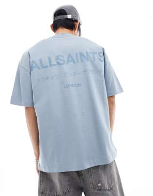 allsaints access underground oversized t shirt in light blue